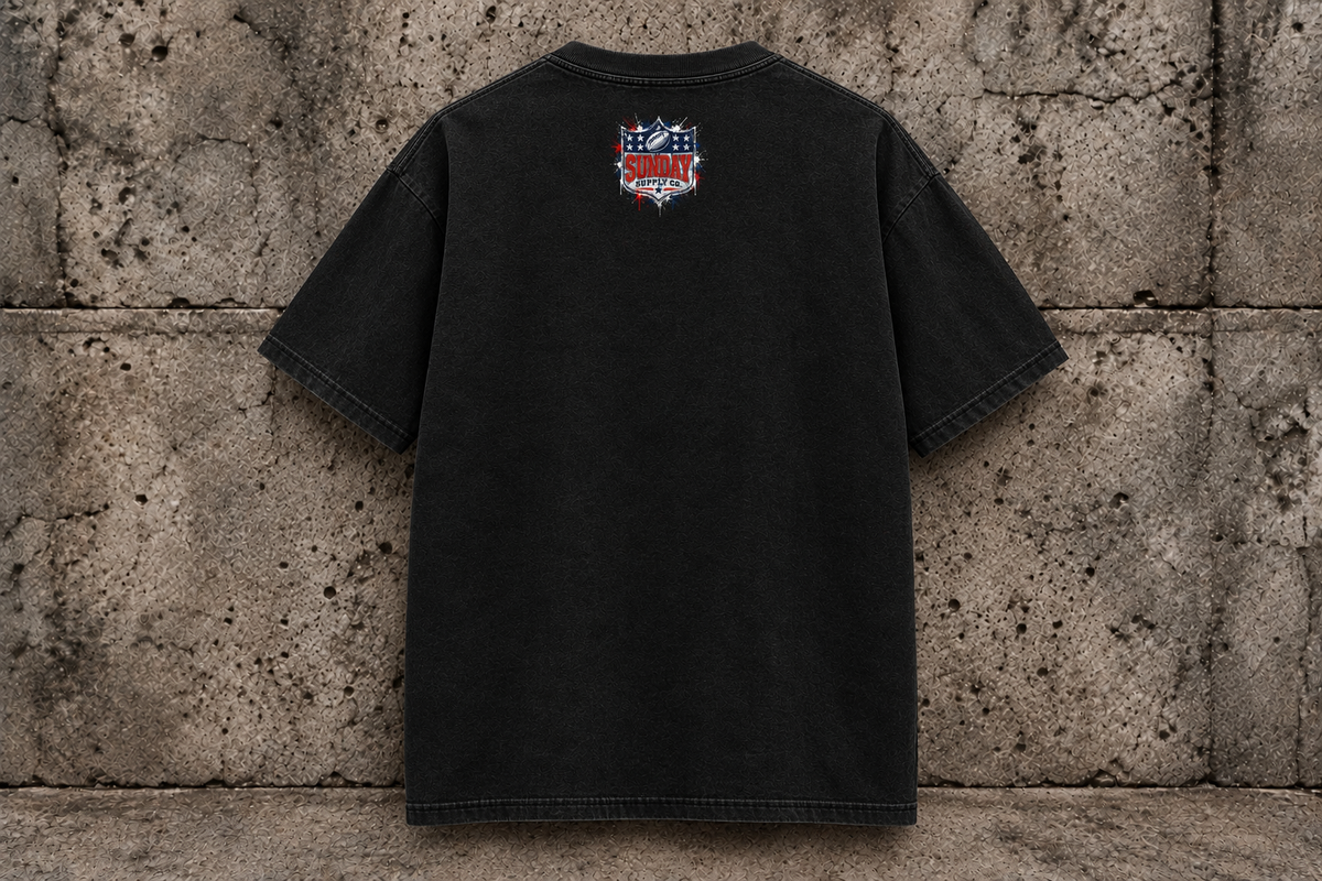Midnight Flight Tee back, Sunday Supply logo