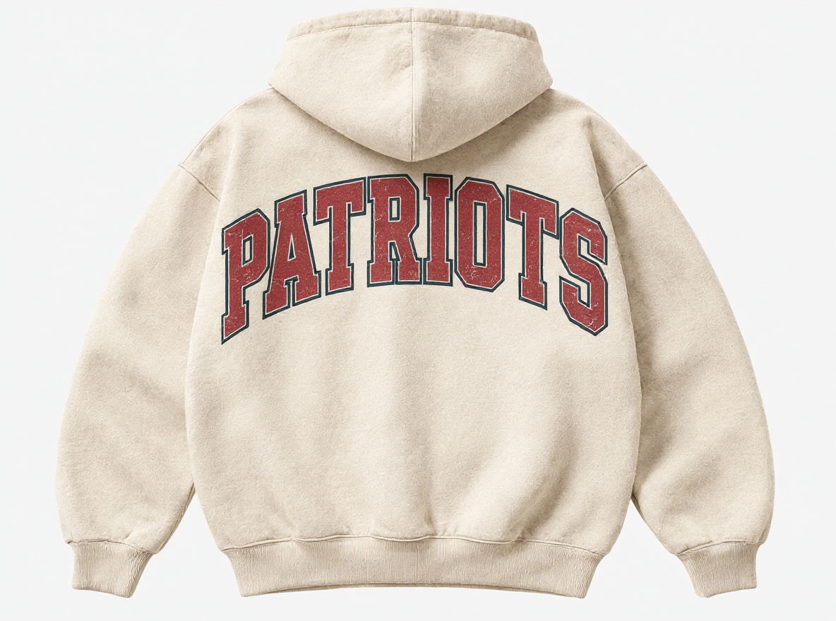 New England Patriots Stadium Relic cream hoodie back