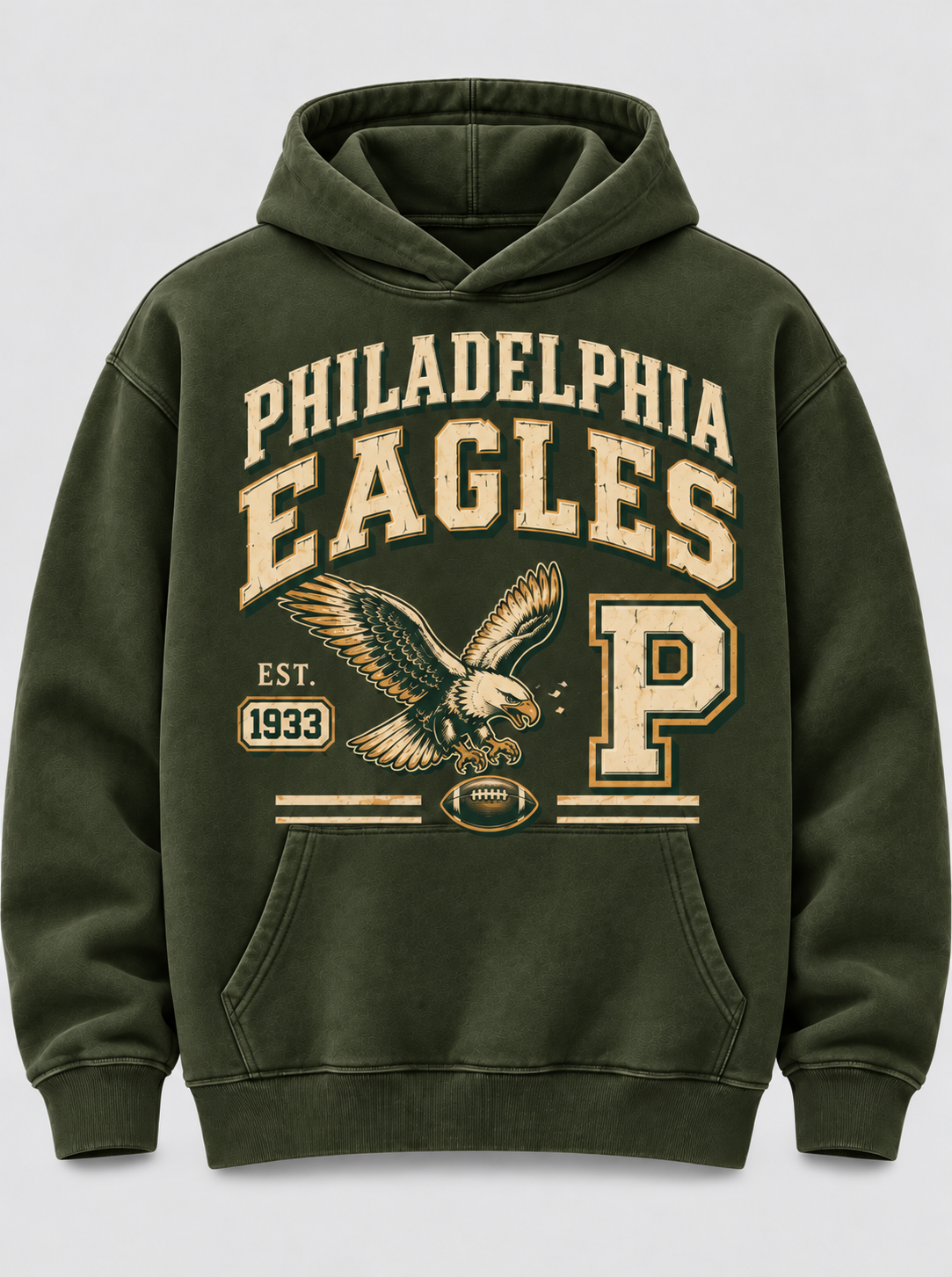 Philadelphia Legacy Crest olive Eagles heritage hoodie mockup
