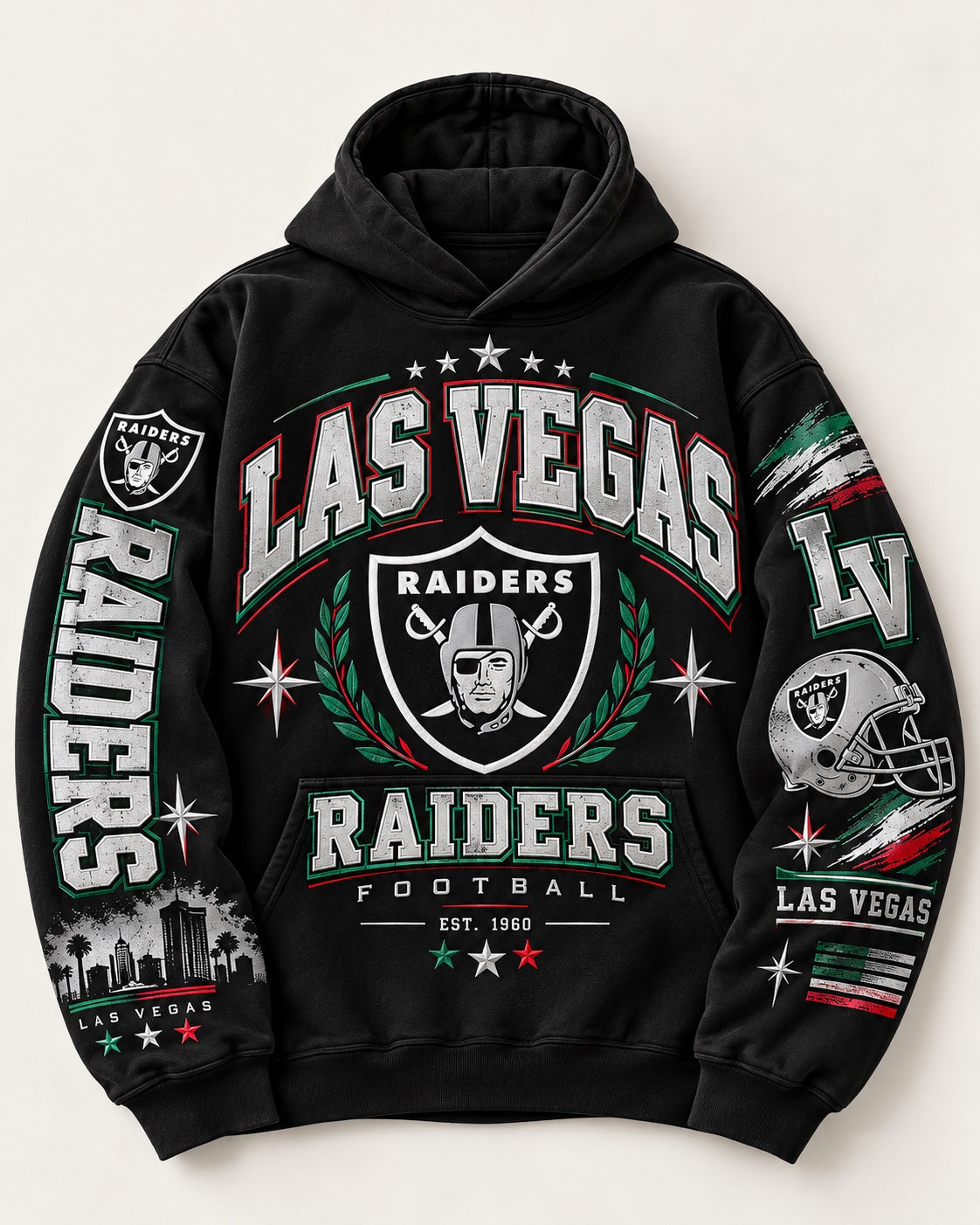 Raiders Laurel Club black hoodie front