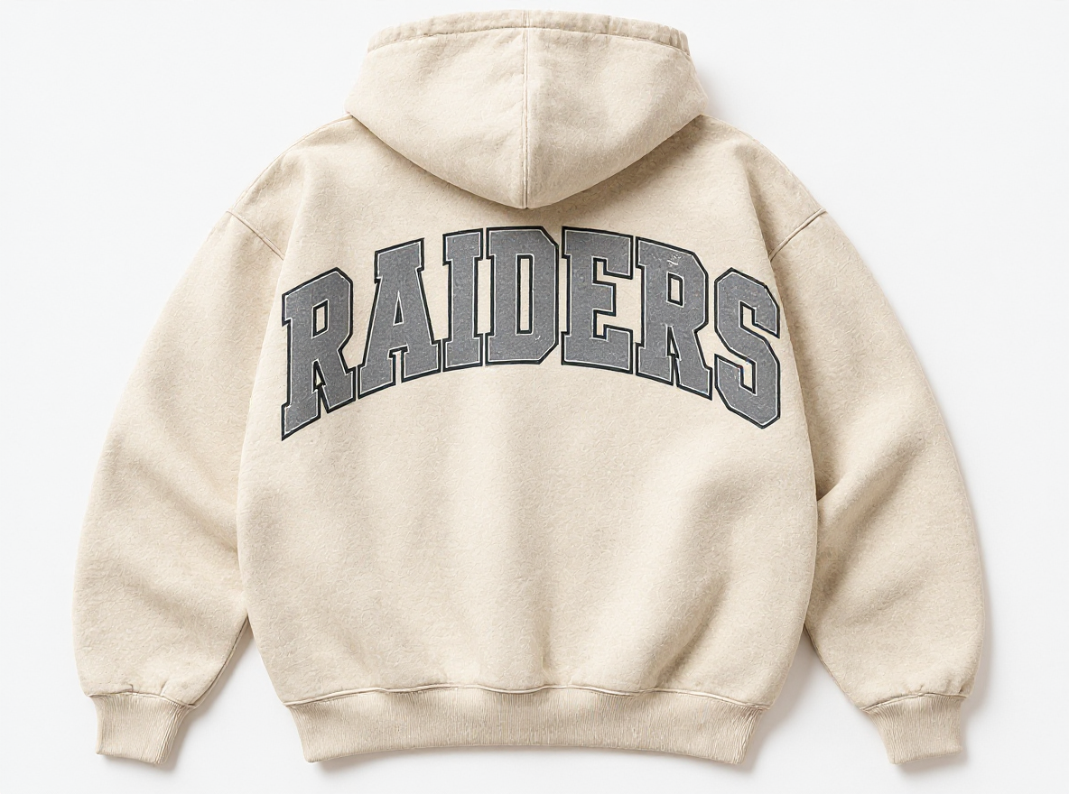 Las Vegas Raiders Stadium Relic cream hoodie back