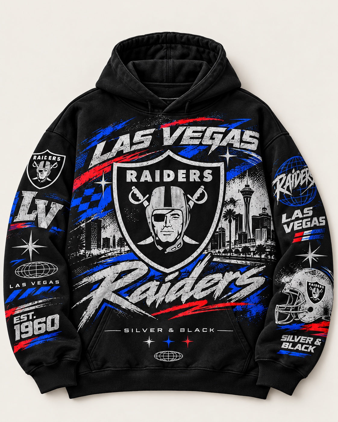 Raiders Stripline black hoodie front