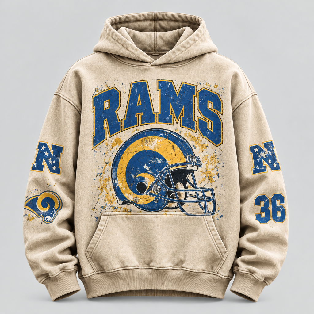 Rams Helmet Archive cream hoodie front