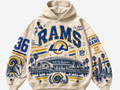Los Angeles Rams Stadium Relic cream hoodie front