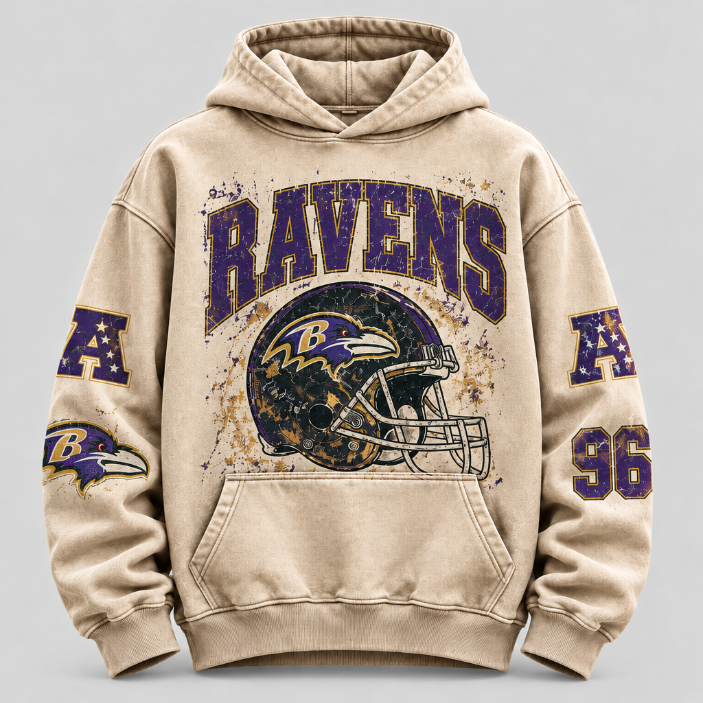 Ravens Helmet Archive cream hoodie front