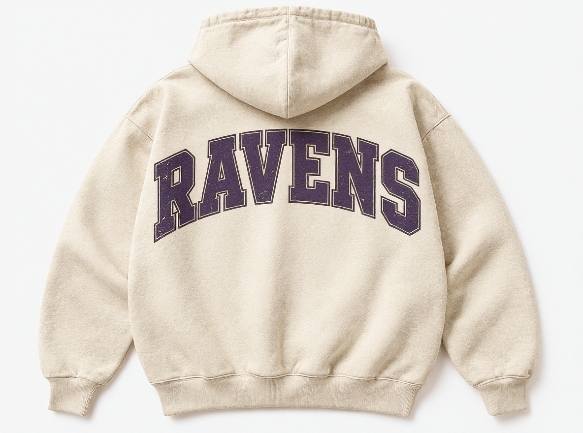 Baltimore Ravens Stadium Relic cream hoodie back