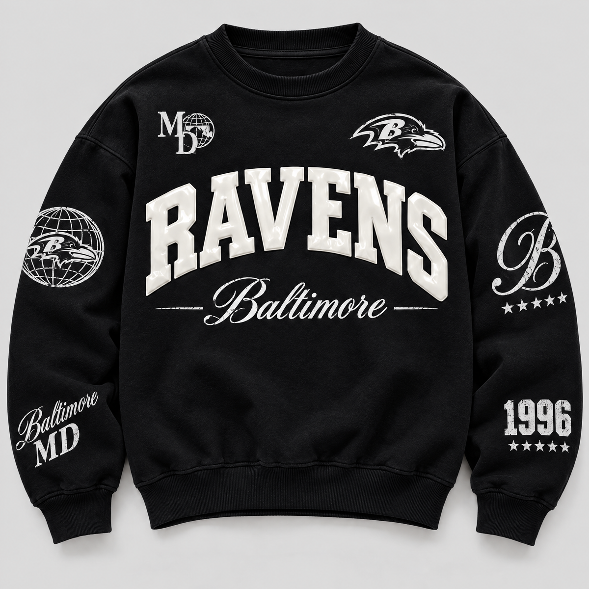 Baltimore Ravens Varsity Crewneck front — 1996
