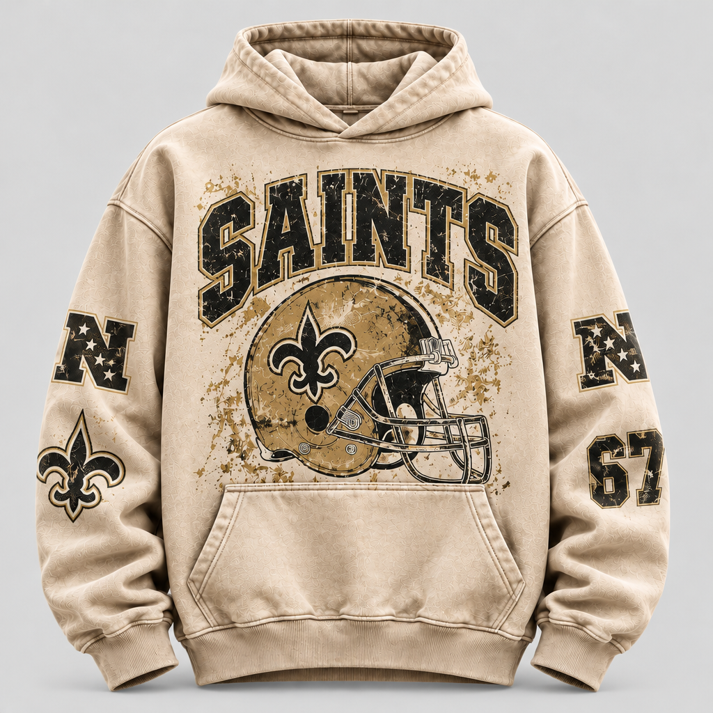 Saints Helmet Archive cream hoodie front
