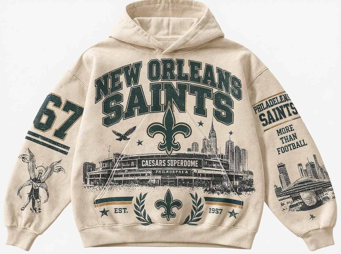 New Orleans Saints Stadium Relic cream hoodie front