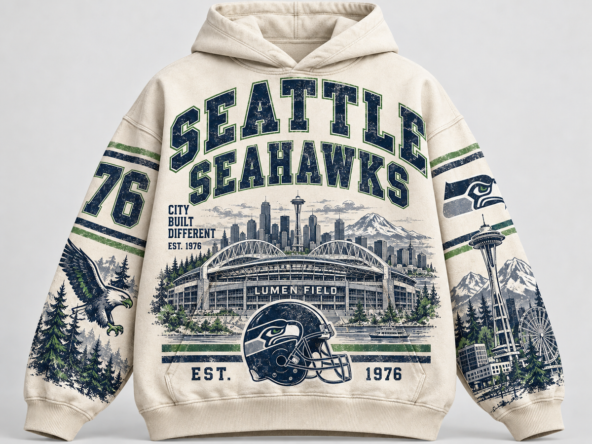 Seattle Seahawks Stadium Relic cream hoodie front