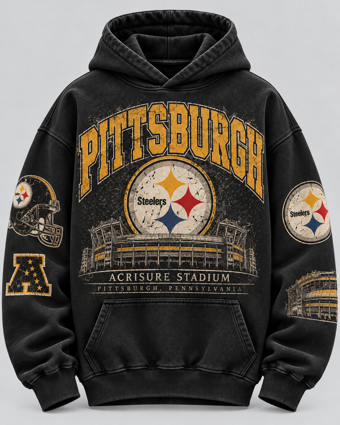 Steelers Stadium Archive Hoodie — Black, front