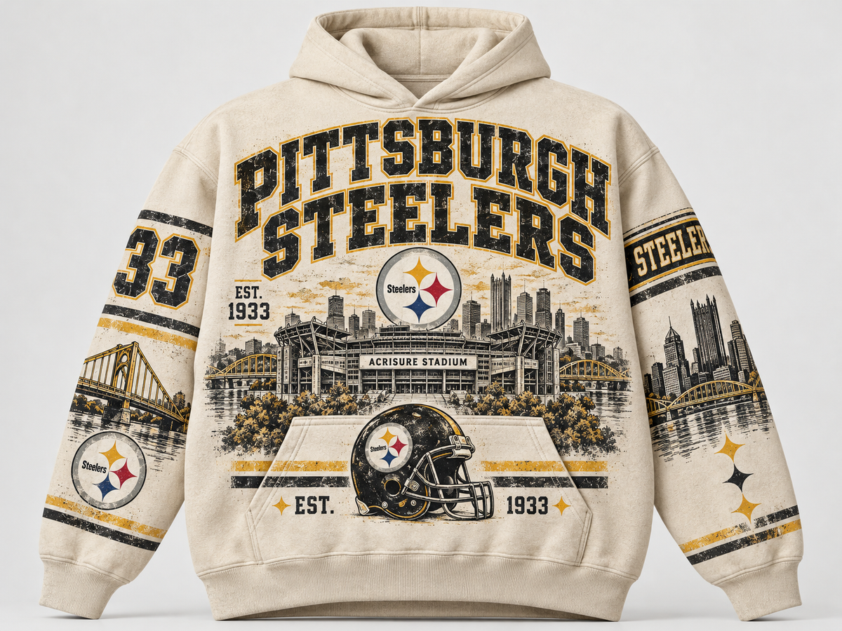 Pittsburgh Steelers Stadium Relic cream hoodie front
