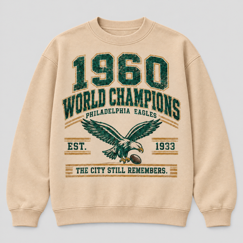1960 WORLD CHAMPIONS HERITAGE Crewneck — Nude fleece — front