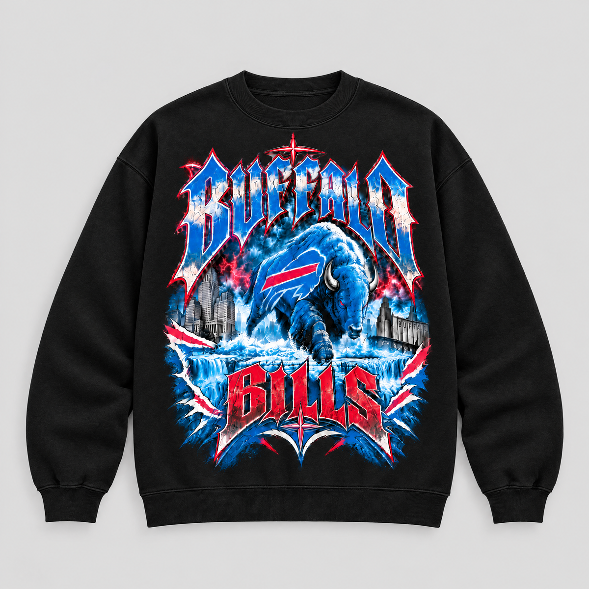 Buffalo Bills Rush Crewneck — Black fleece — front