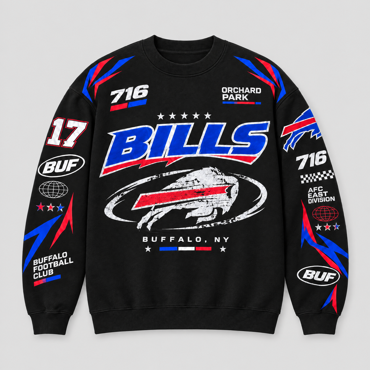 Buffalo Velocity Crewneck — Black fleece — front