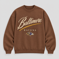 Charm City Script Crewneck — Chocolate fleece — front
