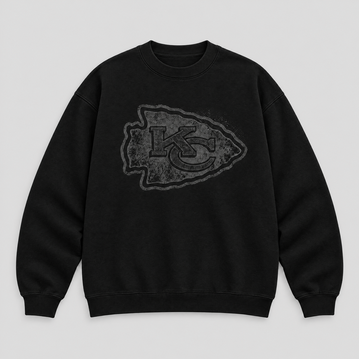 CHIEFS BLACKOUT Crewneck — Black fleece — front
