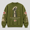 Chiefs Dynasty Trophy Crewneck — Olive fleece — front