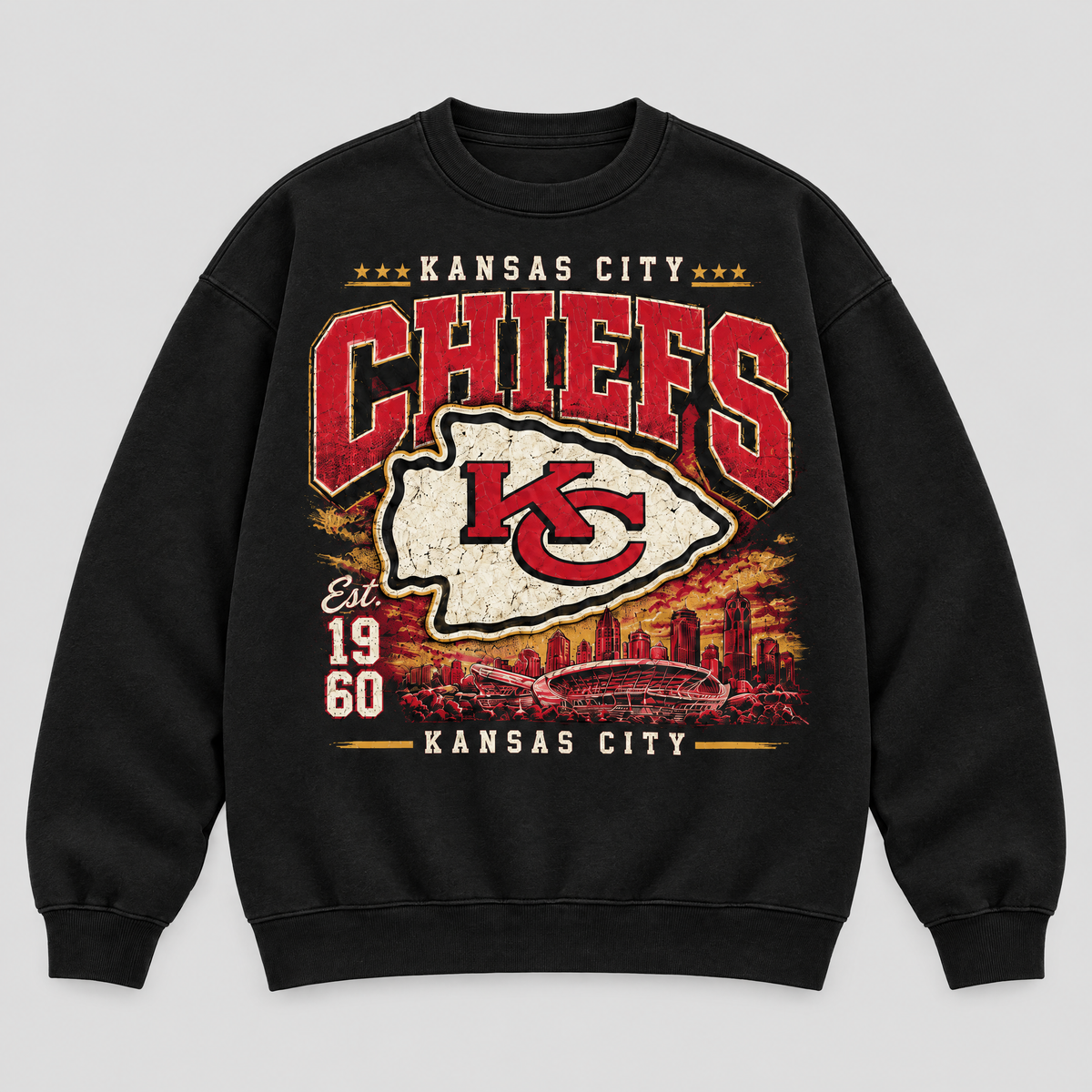 Chiefs Kingdom Crest Crewneck — Black fleece — front