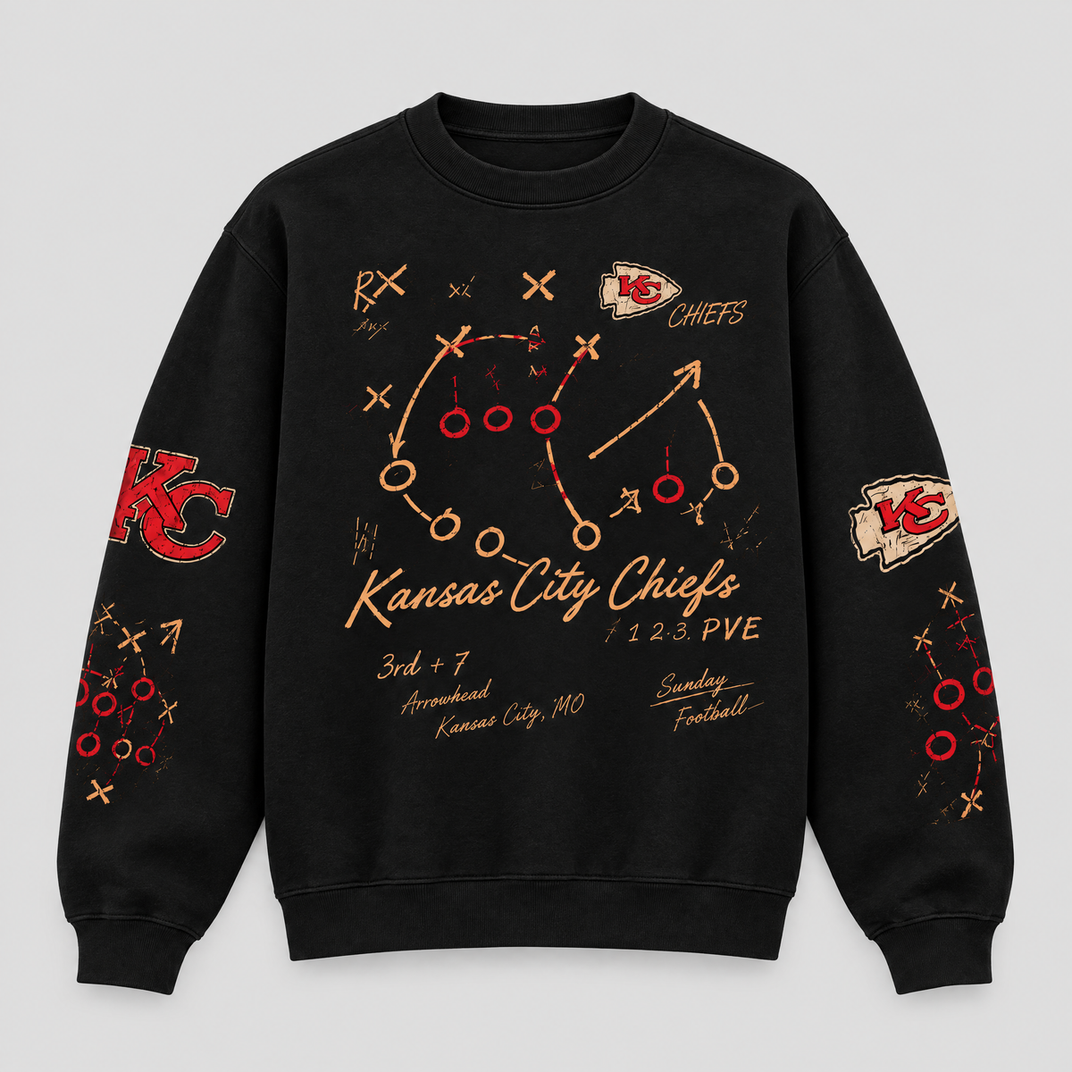 Chiefs Playbook Script Crewneck — Black fleece — front
