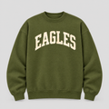 EAGLES VARSITY ARCH HERITAGE Crewneck — Olive fleece — front