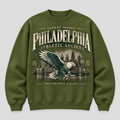 PHILADELPHIA ATHLETIC SOCIETY Crewneck — Olive fleece — front