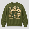 PHILADELPHIA LEGACY CREST Crewneck — Olive fleece — front
