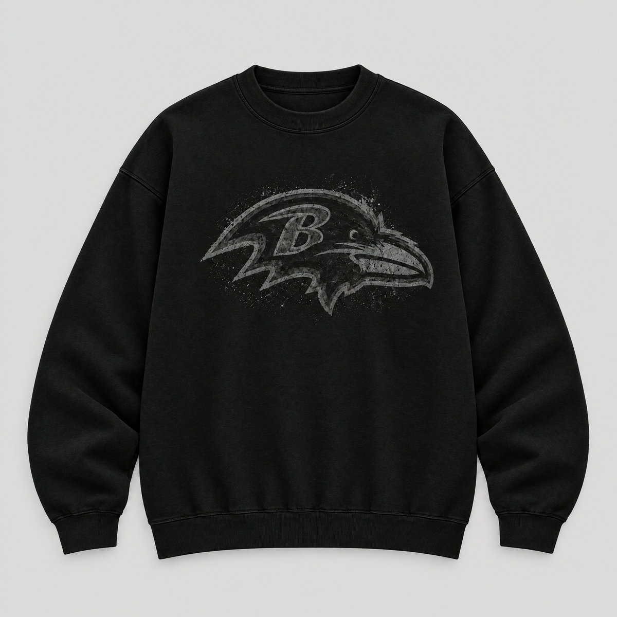 RAVENS BLACKOUT Crewneck — Black fleece — front