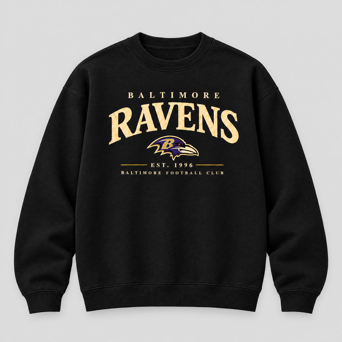 RAVENS CLASSIC CLUB Crewneck — Black fleece — front