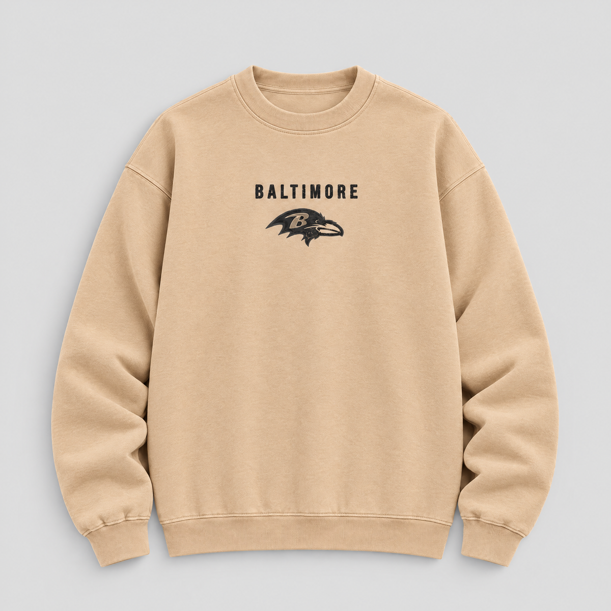 RAVENS GREYLINE Crewneck — Nude fleece — front