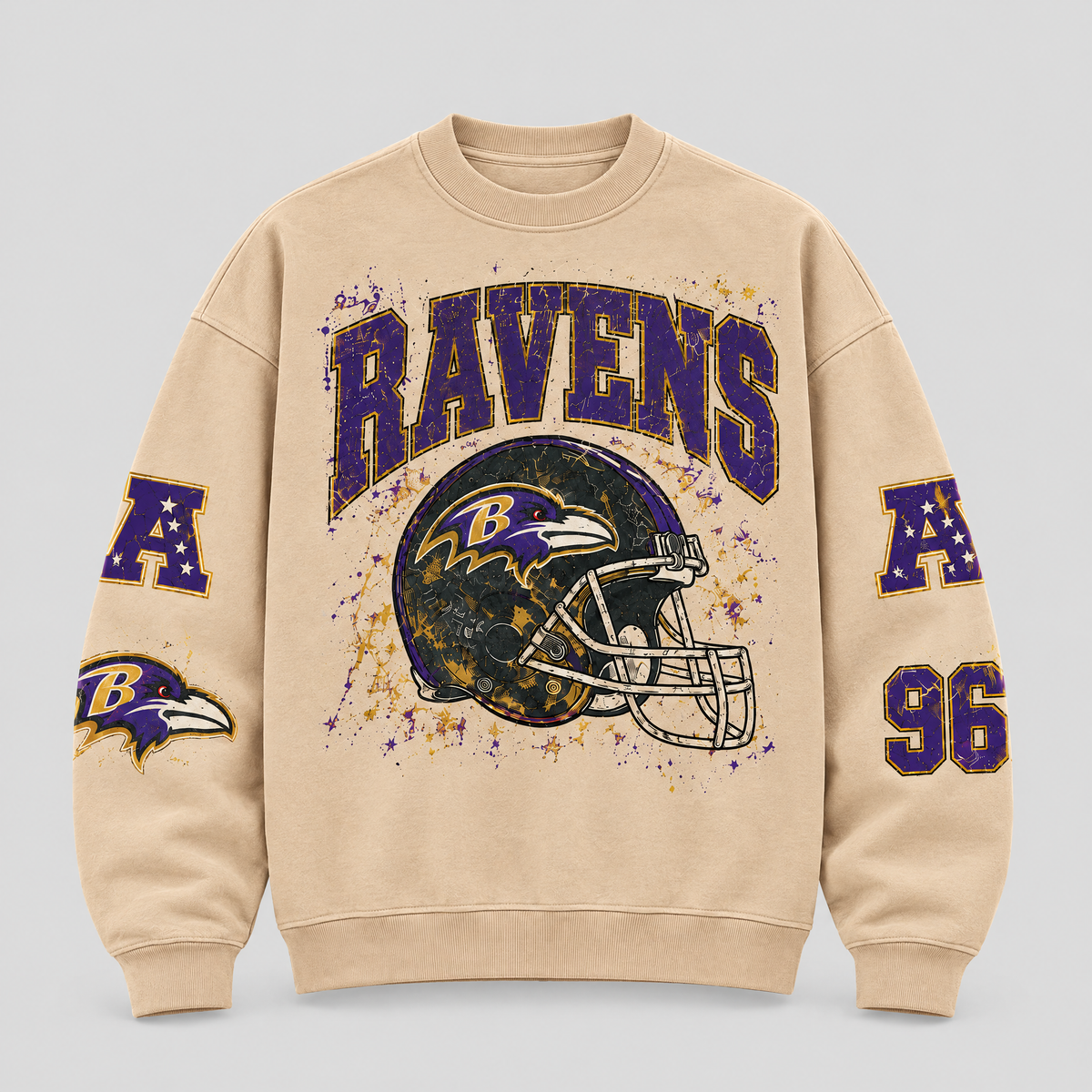 Ravens Helmet Archive Crewneck — Nude fleece — front