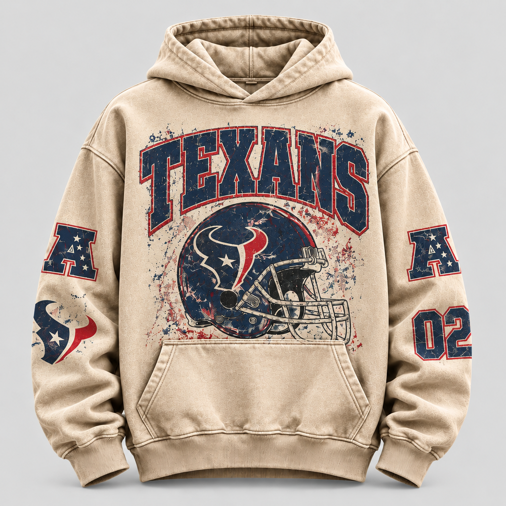 Texans Helmet Archive cream hoodie front