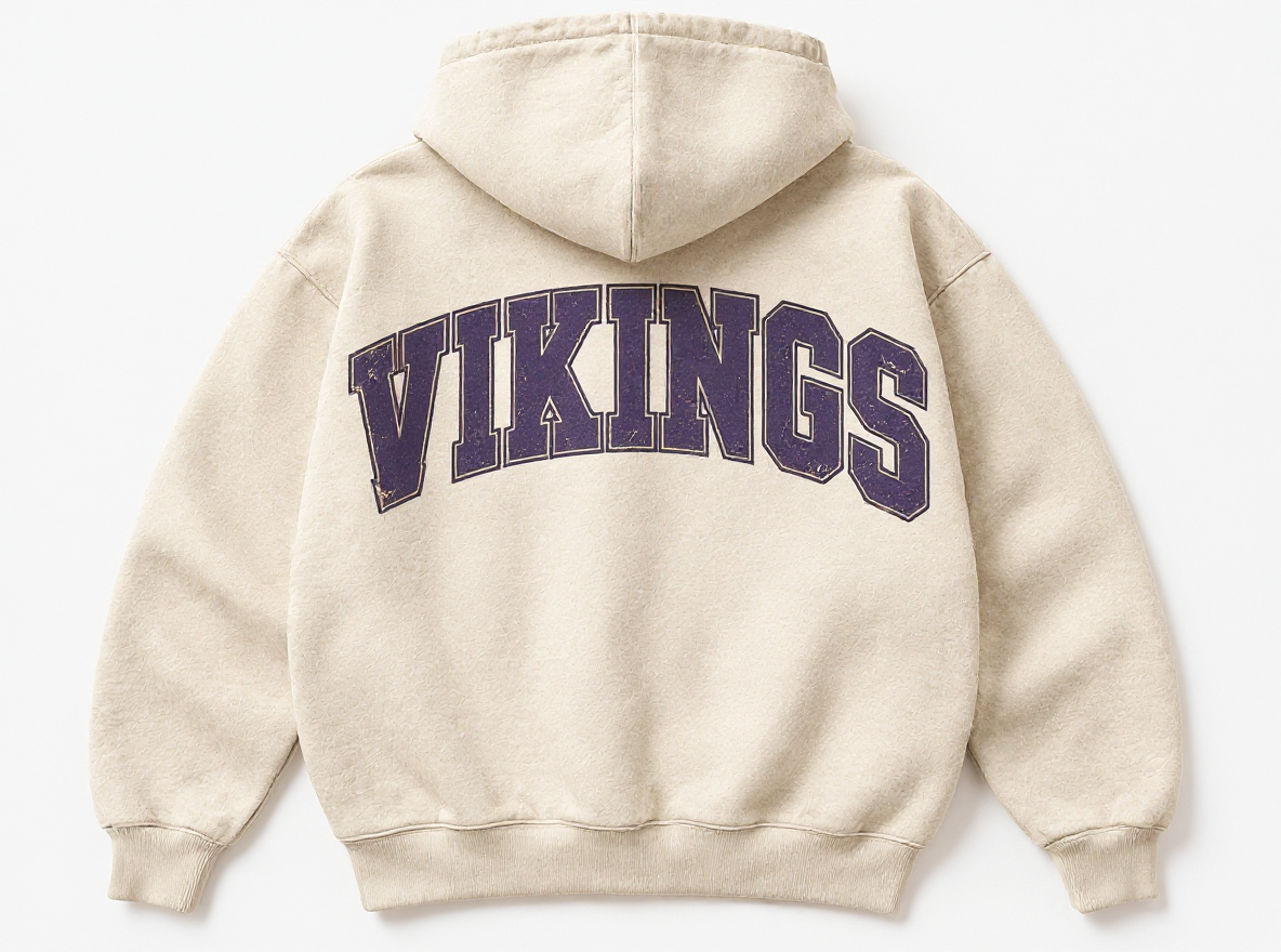 Minnesota Vikings Stadium Relic cream hoodie back