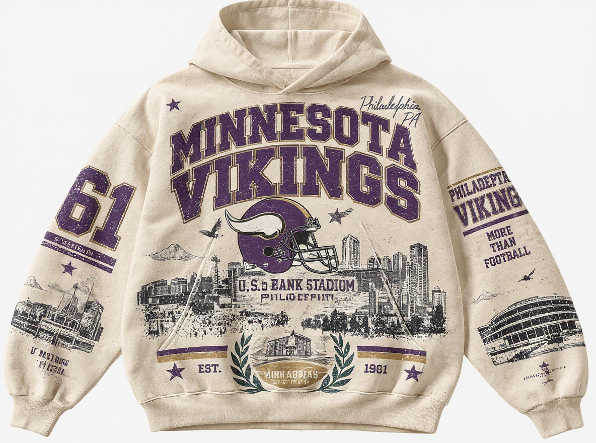 Minnesota Vikings Stadium Relic cream hoodie front