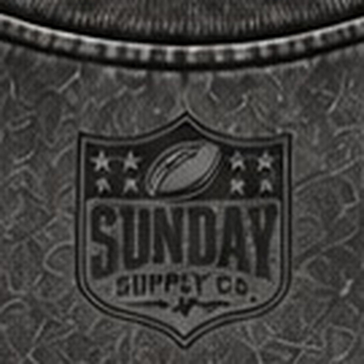 BILLS QB1 TEE back Sunday Supply logo close-up