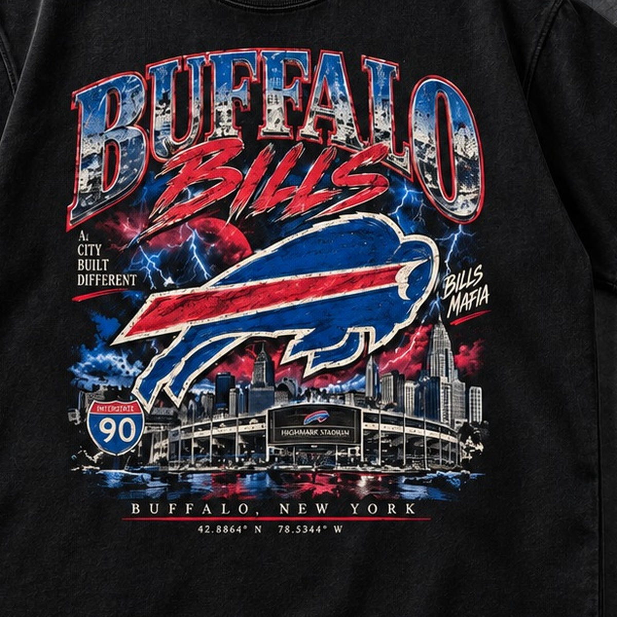BUFFALO AFTER DARK T-SHIRT front graphic close-up