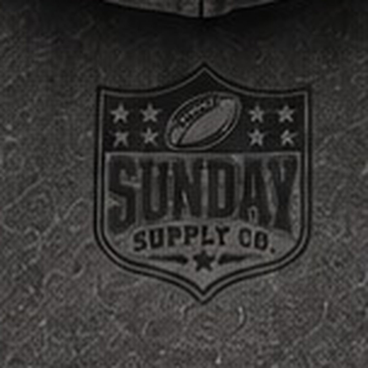 BUFFALO GREYLINE HOODIE back Sunday Supply logo close-up