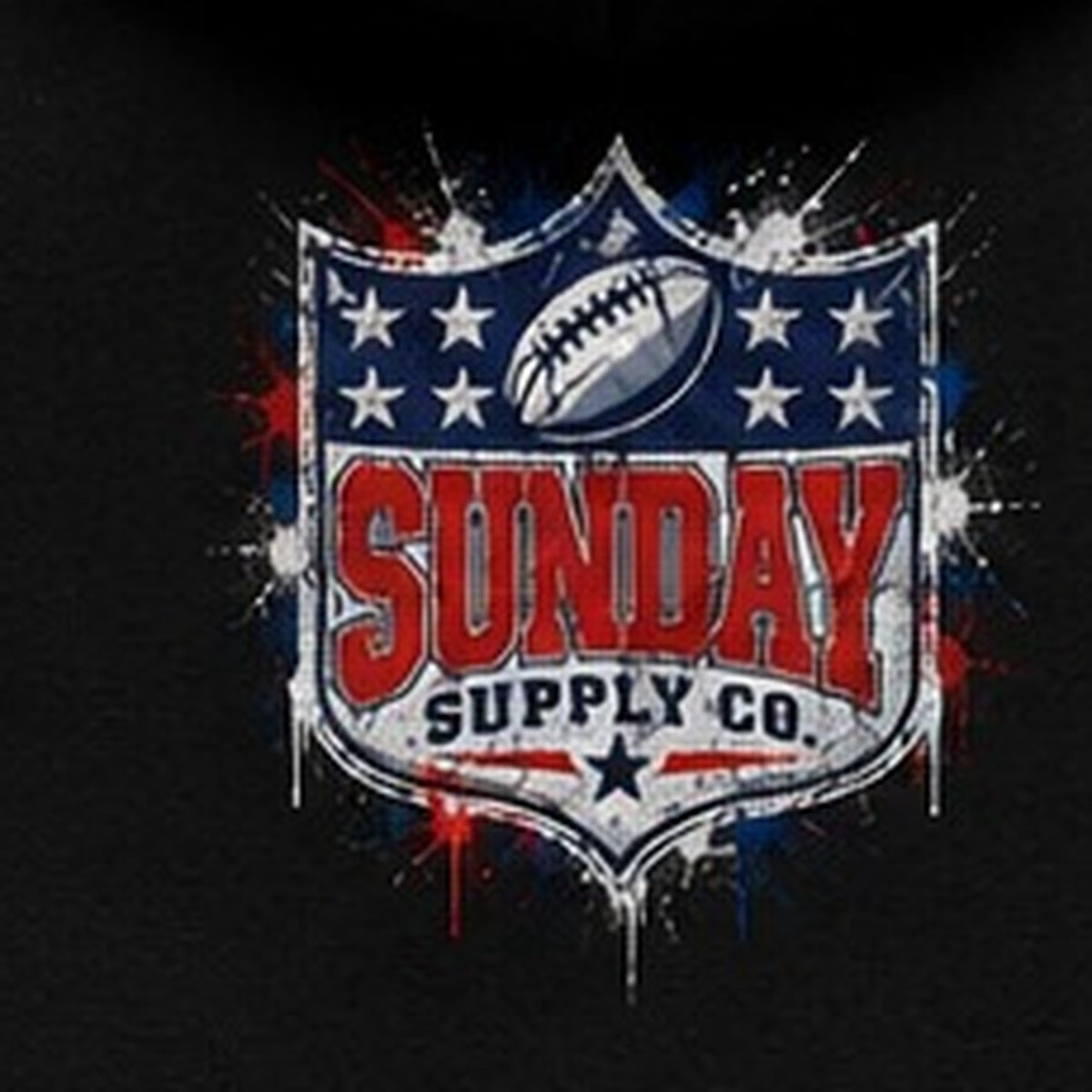 BUFFALO RUSH HOODIE back Sunday Supply logo close-up